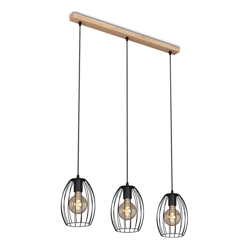 Brilo - Lühter WAKTU 3xE27/60W/230V kummipuu