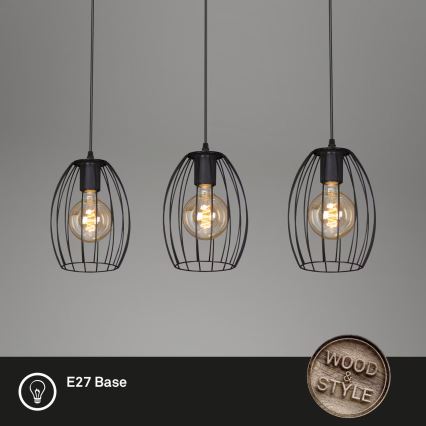 Brilo - Lühter WAKTU 3xE27/60W/230V kummipuu