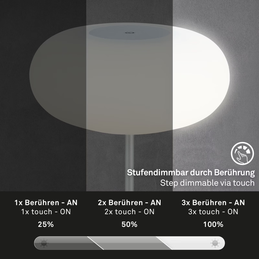 Brilo - OLANA laetav LED-lauavalgusti, hämardatav, väliskasutuseks, 3W/5V, IP44