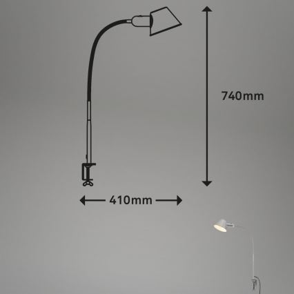 Brilo - Paindlik laualamp klambriga 1xE27/10W/230V hõbedane