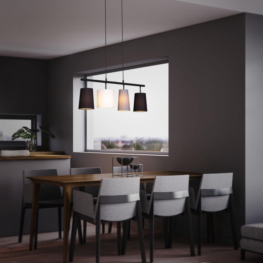 Brilo - rippvalgusti trossil 4xE27/40W/230V must/hall/valge