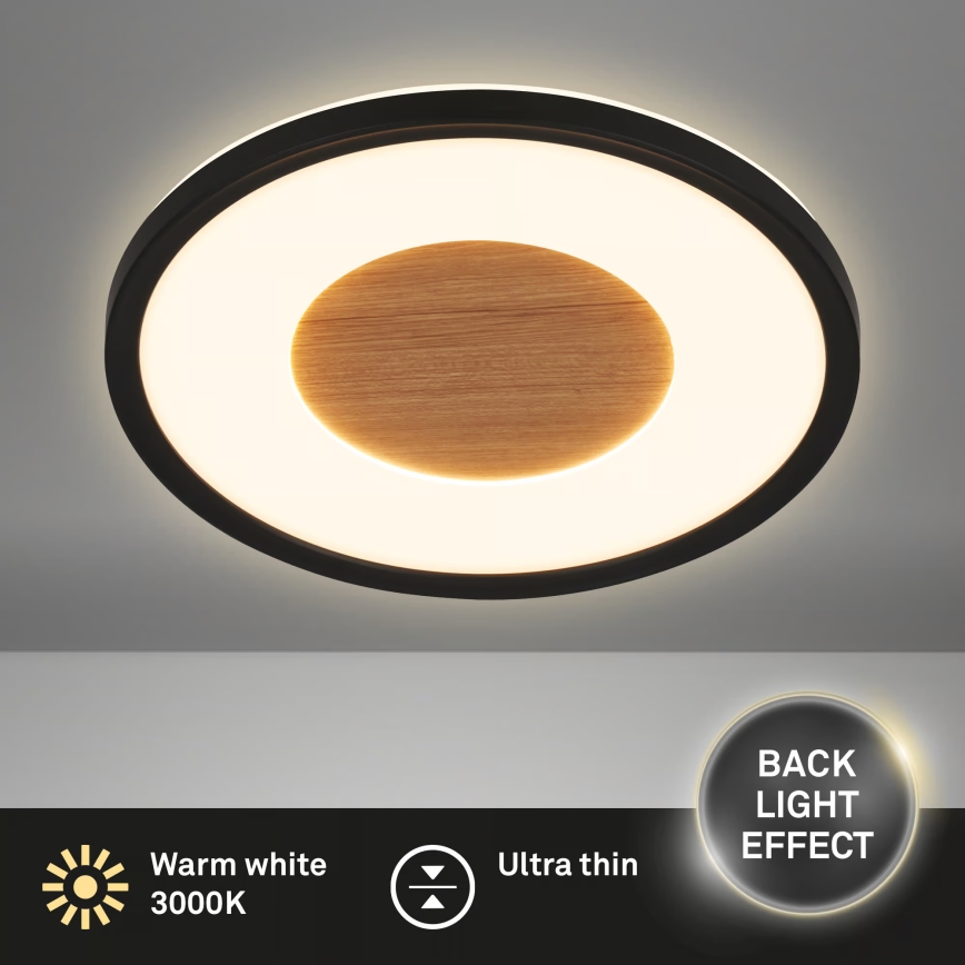 Brilo - SUFIT WOOD LED laelamp, 18 W, 230 V, 3000 K, läbimõõt 29 cm