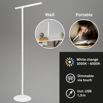 Briloner 1384-016 - LED Hämardatav puutetundlik põrandalamp 2in1 EVERYWHERE LED/2,3W/5V 2000 mAh
