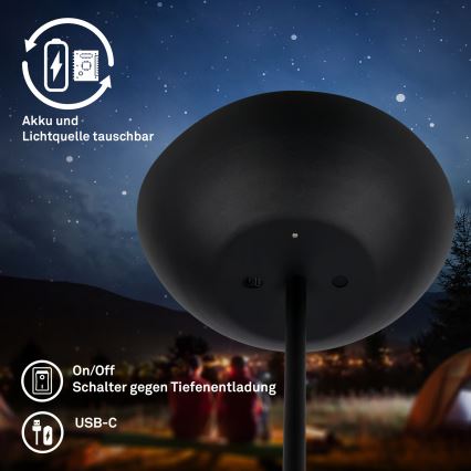 Briloner 1500015 - ESTATE LED hämardatav põrandalamp LED/8W/5V 4000 mAh must