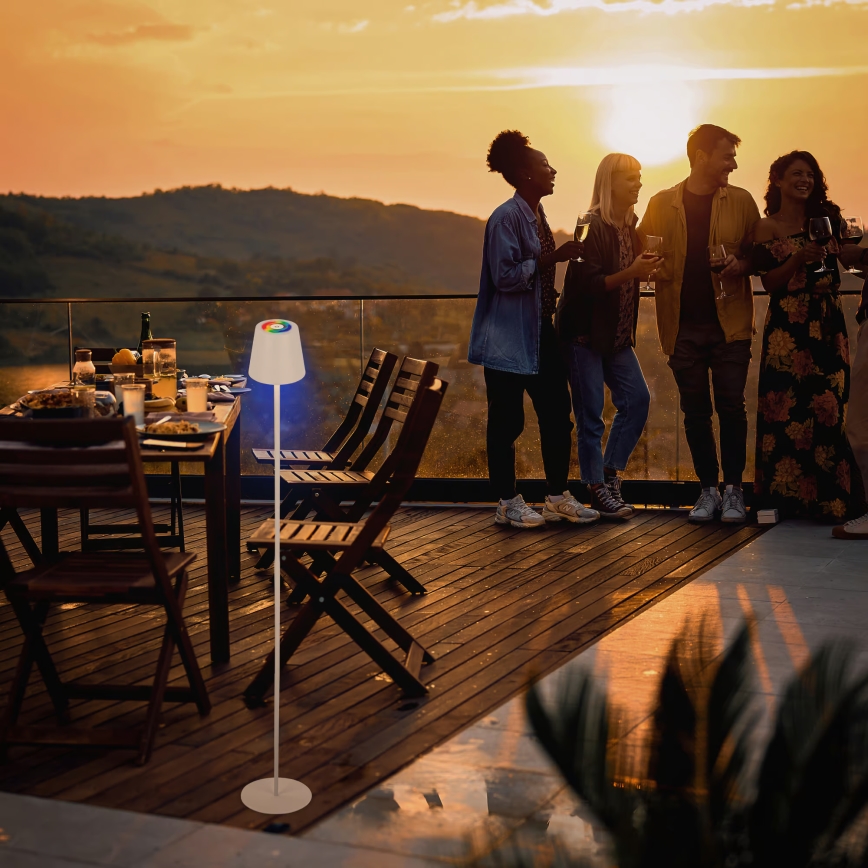 Briloner 1507016 - Hämardatav LED-põrandalamp KIKI LED/4,3W/5V IP44 2600 mAh valge