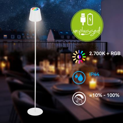 Briloner 1507016 - Hämardatav LED-põrandalamp KIKI LED/4,3W/5V IP44 2600 mAh valge