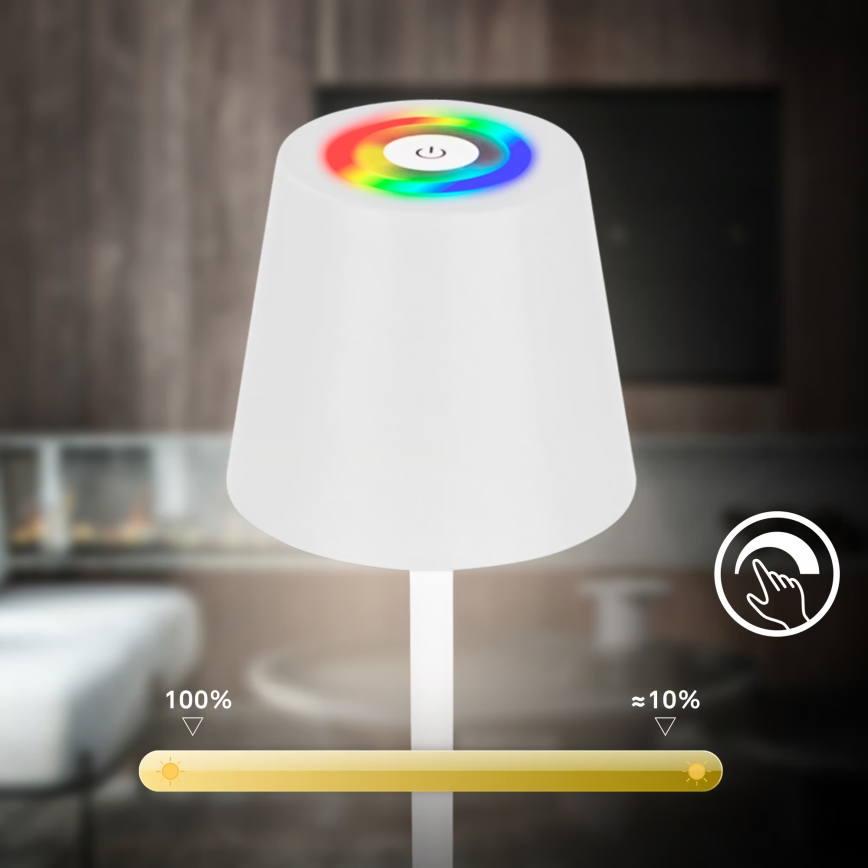 Briloner 1507016 - Hämardatav LED-põrandalamp KIKI LED/4,3W/5V IP44 2600 mAh valge