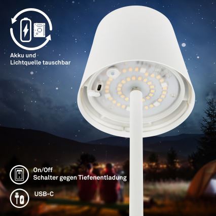 Briloner 1507016 - Hämardatav LED-põrandalamp KIKI LED/4,3W/5V IP44 2600 mAh valge