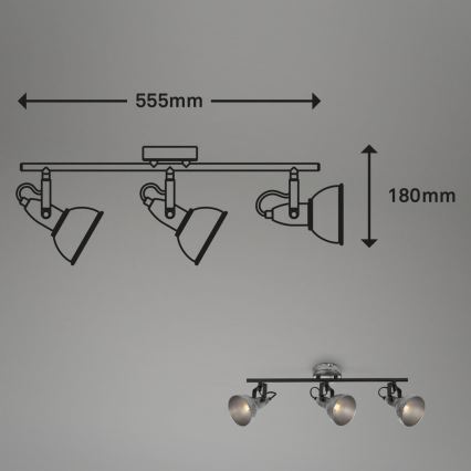 Briloner 2049-034 - Kohtvalgusti RETRO 3xE14/40W/230V hall