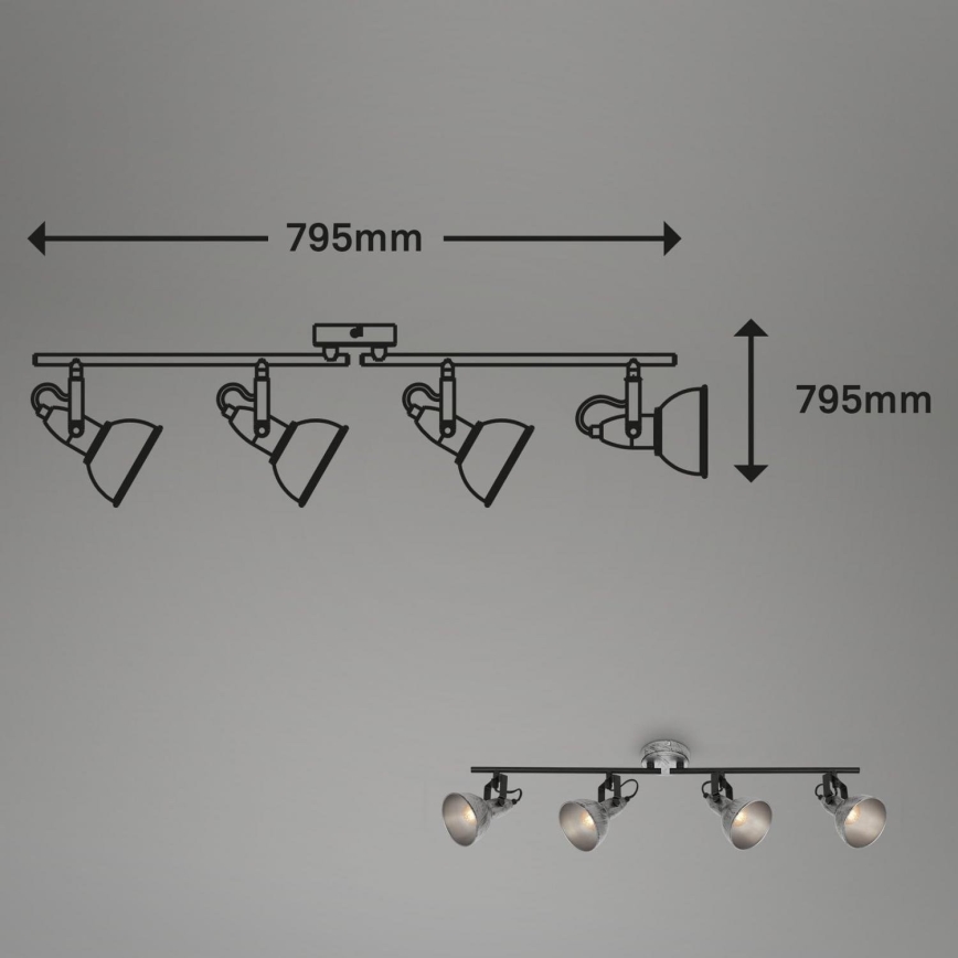 Briloner 2049-044 - Kohtvalgusti RETRO 4xE14/40W/230V hall