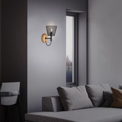 Briloner 2077-015 - Seinavalgusti WOOD & STYLE 1xE14/25W/230V kummipuu