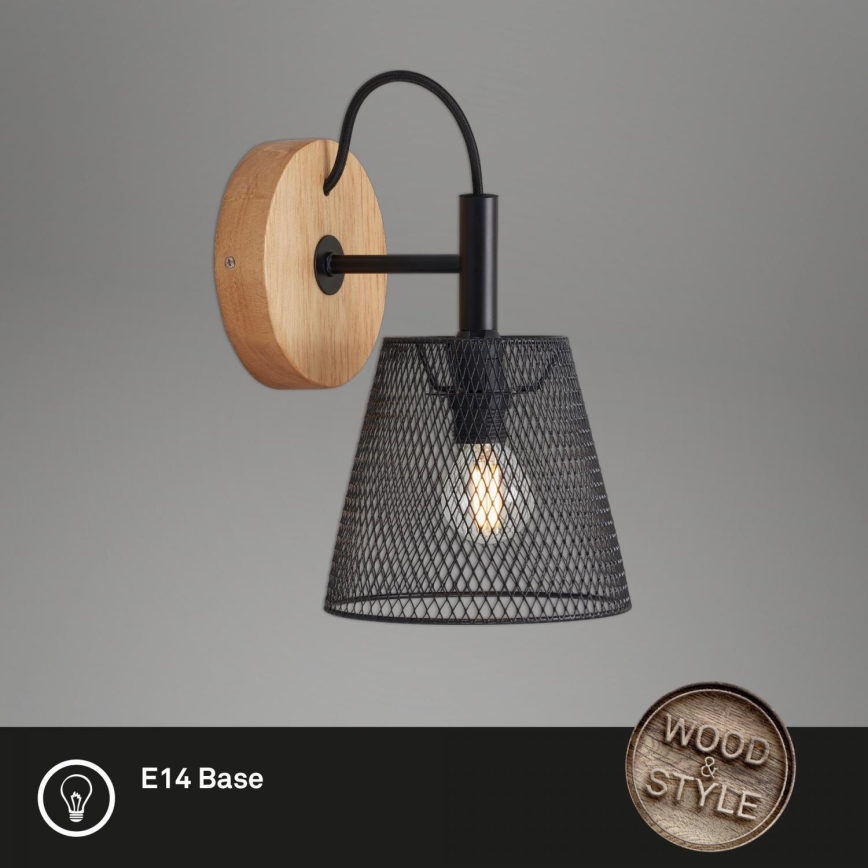 Briloner 2077-015 - Seinavalgusti WOOD & STYLE 1xE14/25W/230V kummipuu