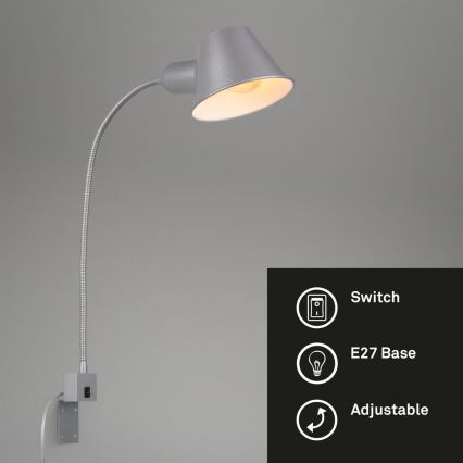 Briloner 2079-014 - Paindlik seinalamp 1xE27/10W/230V hõbedane