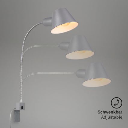 Briloner 2079-014 - Paindlik seinalamp 1xE27/10W/230V hõbedane