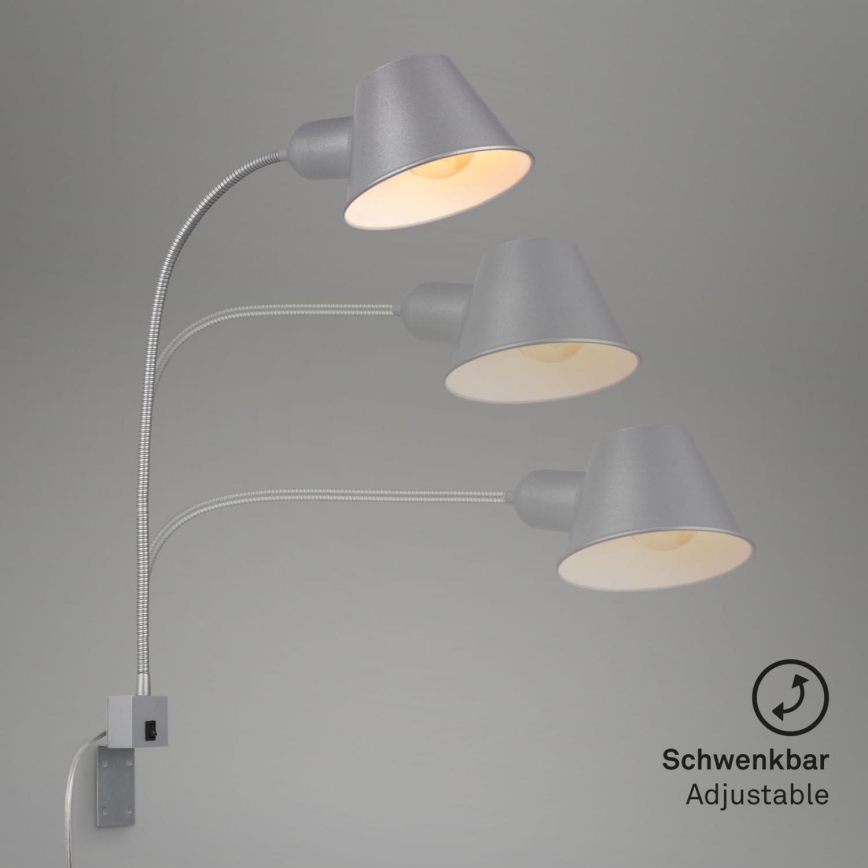Briloner 2079-014 - Paindlik seinalamp 1xE27/10W/230V hõbedane