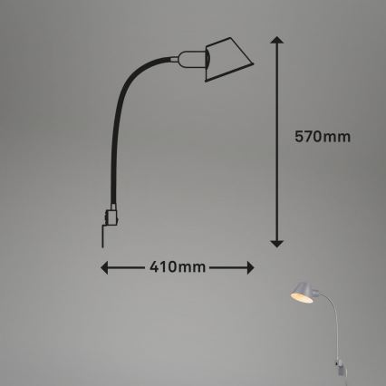 Briloner 2079-014 - Paindlik seinalamp 1xE27/10W/230V hõbedane