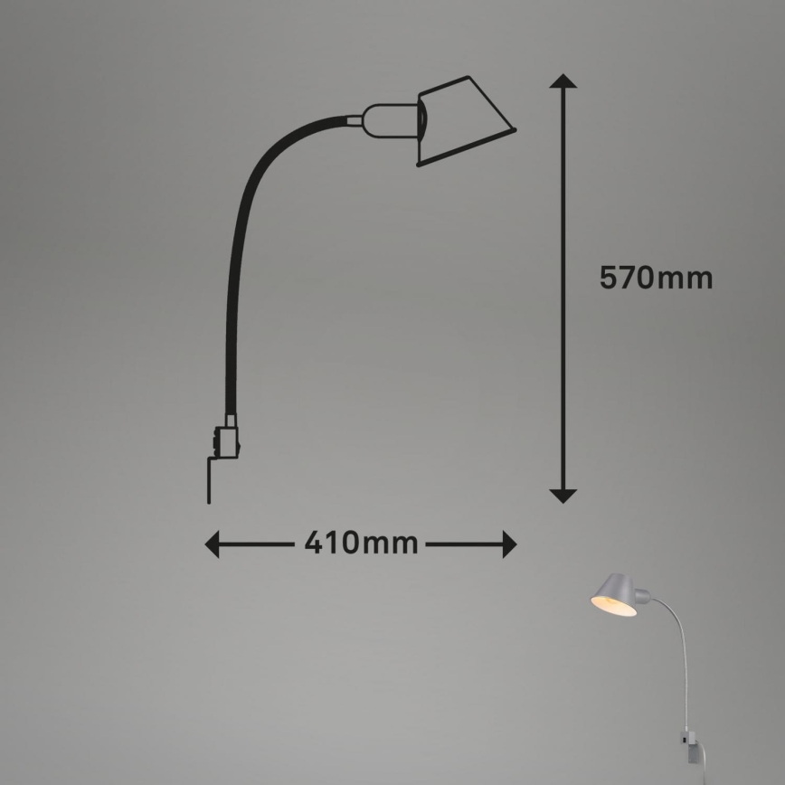 Briloner 2079-014 - Paindlik seinalamp 1xE27/10W/230V hõbedane