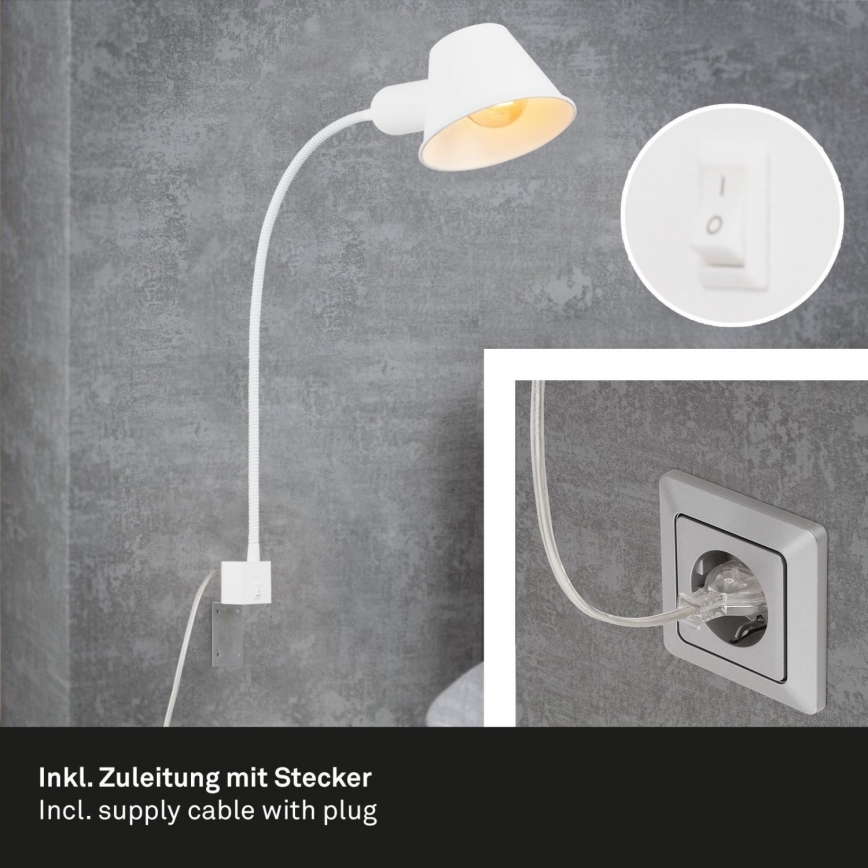 Briloner 2079-016 - Paindlik seinalamp 1xE27/10W/230V valge