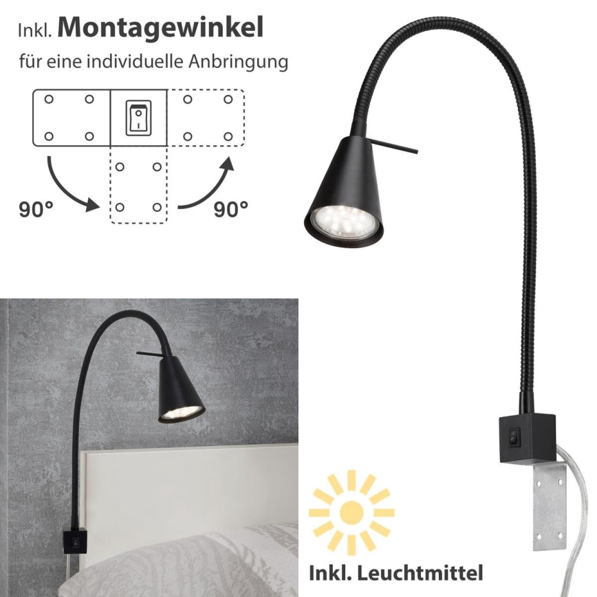 Briloner 2080-015 - LED Seinavalgusti COMFORT LIGHT 1xGU10/5W/230V must