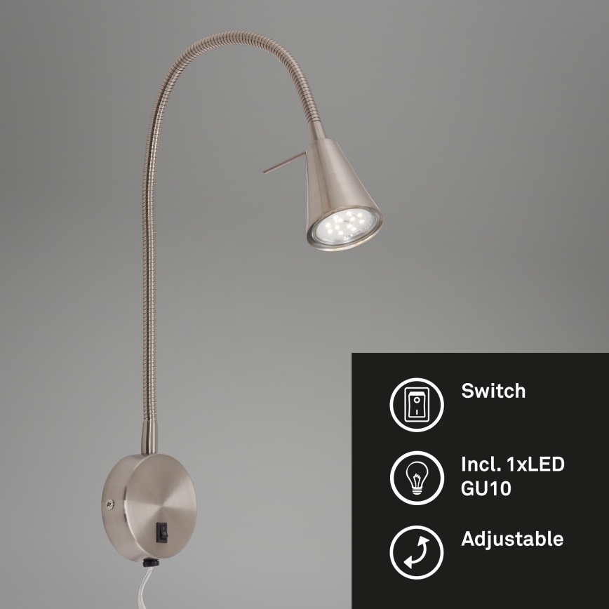 Briloner 2082-012 - LED Seinavalgusti COMFORT LIGHT 1xGU10/5W/230V matt kroom
