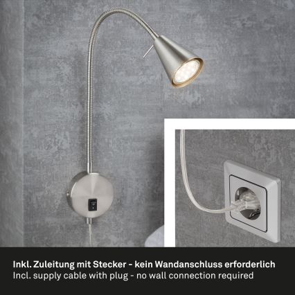 Briloner 2082-012 - LED Seinavalgusti COMFORT LIGHT 1xGU10/5W/230V matt kroom