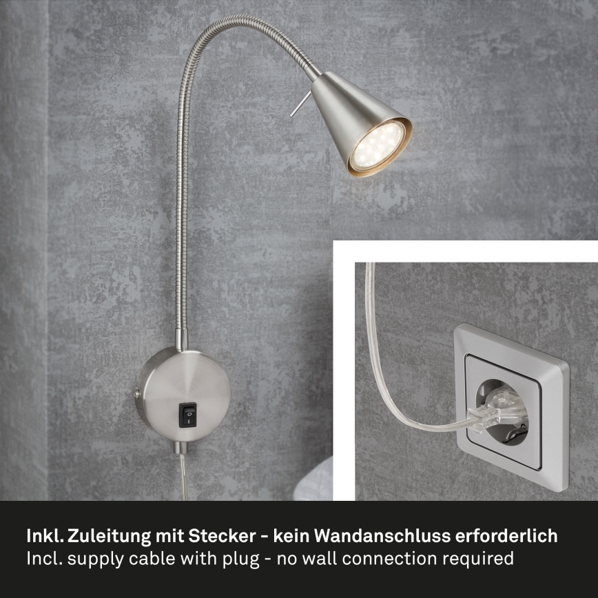 Briloner 2082-012 - LED Seinavalgusti COMFORT LIGHT 1xGU10/5W/230V matt kroom