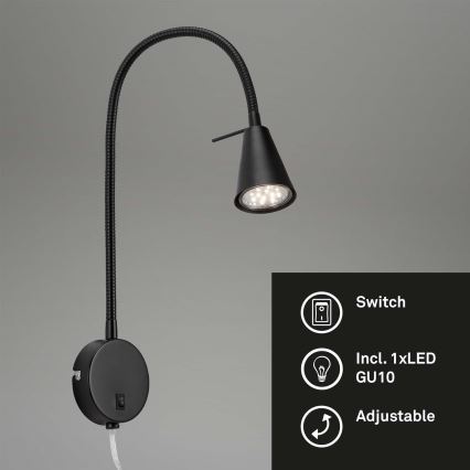 Briloner 2082-015 - LED Seinavalgusti COMFORT LIGHT 1xGU10/5W/230V must