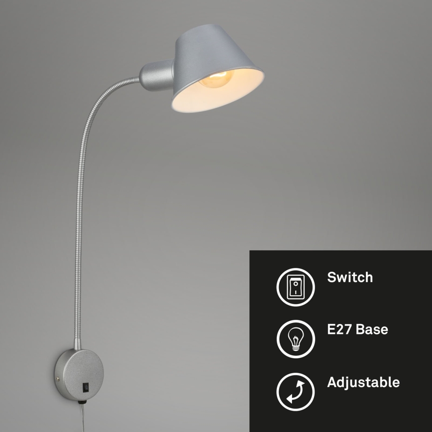Briloner 2089-014 - Painduv seinavalgusti BRELLO 1xE27/10W/230V mattkroom