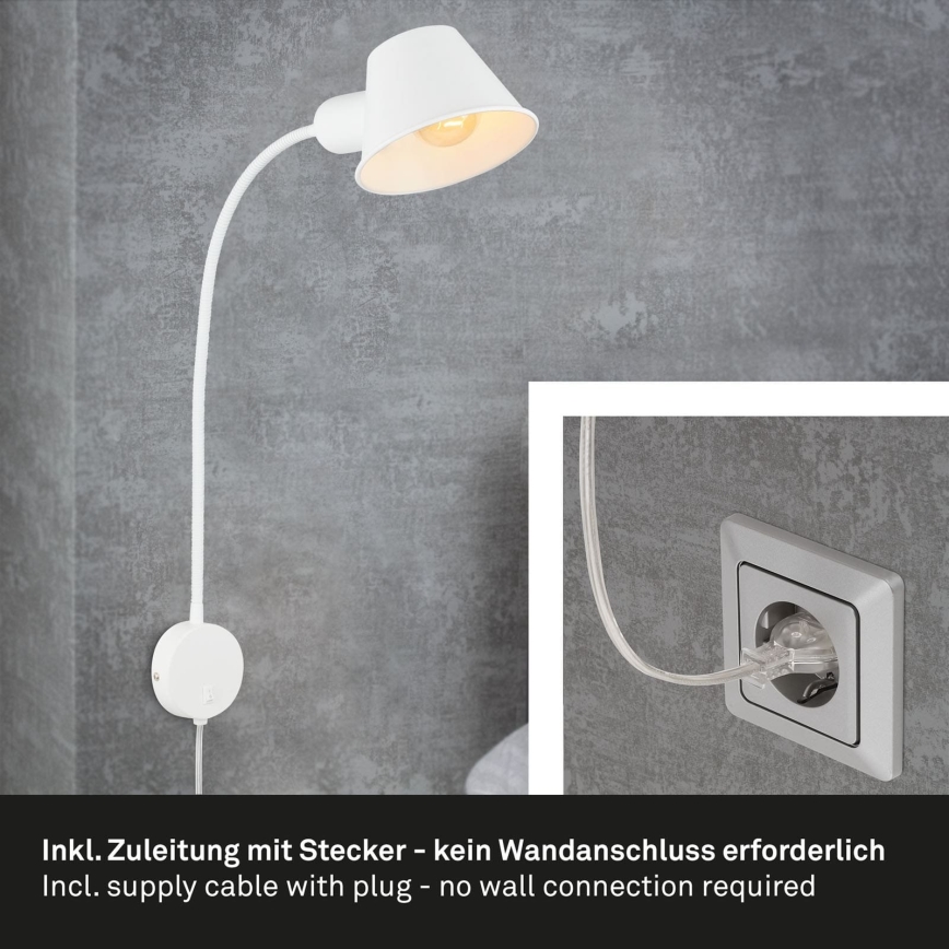 Briloner 2089-016 - Painduv seinavalgusti BRELLO 1xE27/10W/230V valge