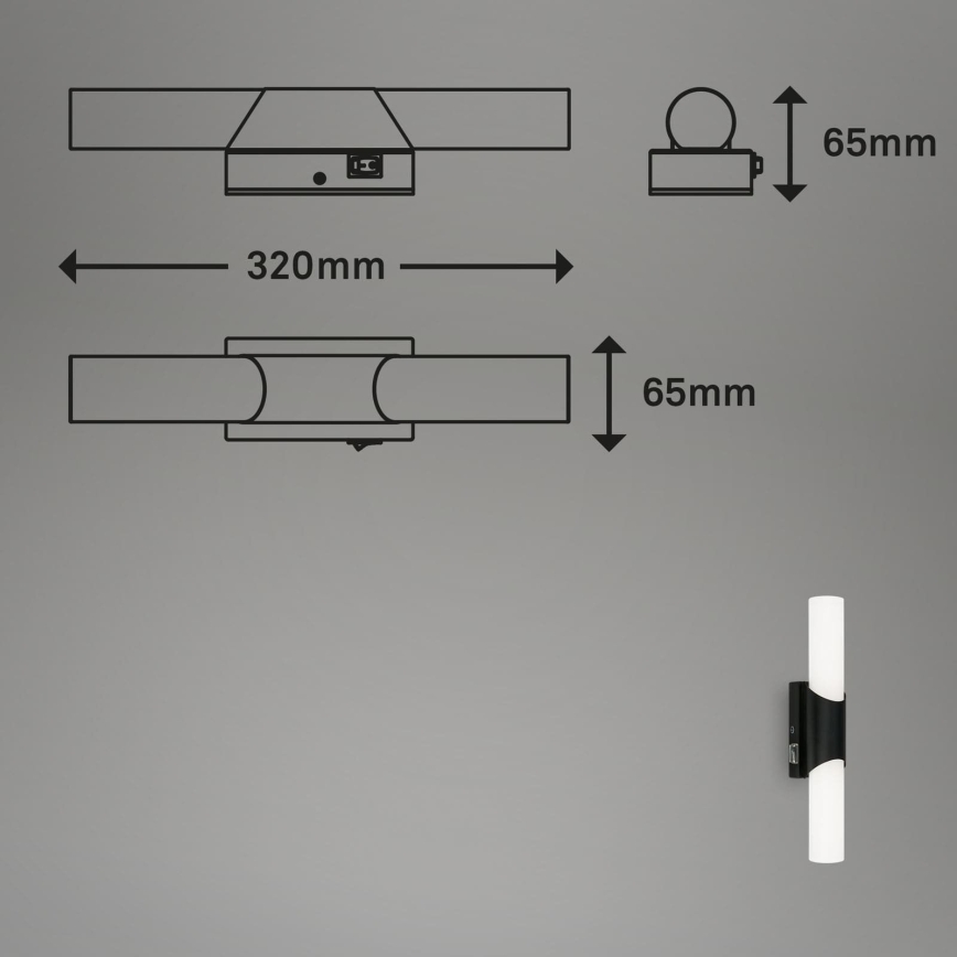 Briloner 2111-015 - LED vannitoa peeglivalgusti LED/6,5W/230V 32 cm must