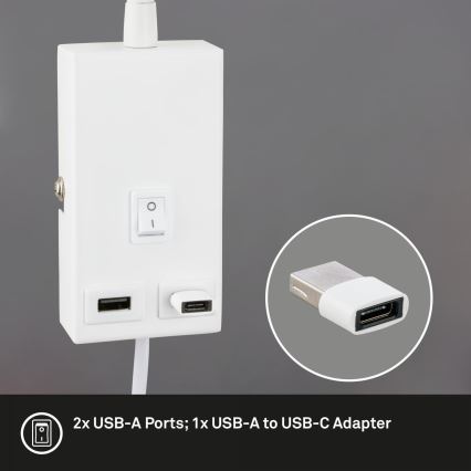 Briloner 2175-016 - Paindlik seinavalgusti USB-pordiga 1xGU10/10W/230V valge