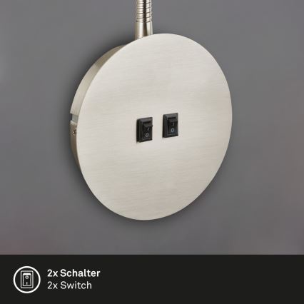 Briloner 2178012 - LED Paindlik seinalamp 1xE14/10W/230V + LED/3W matt kroom