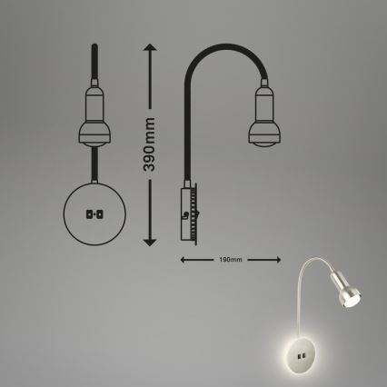 Briloner 2178012 - LED Paindlik seinalamp 1xE14/10W/230V + LED/3W matt kroom