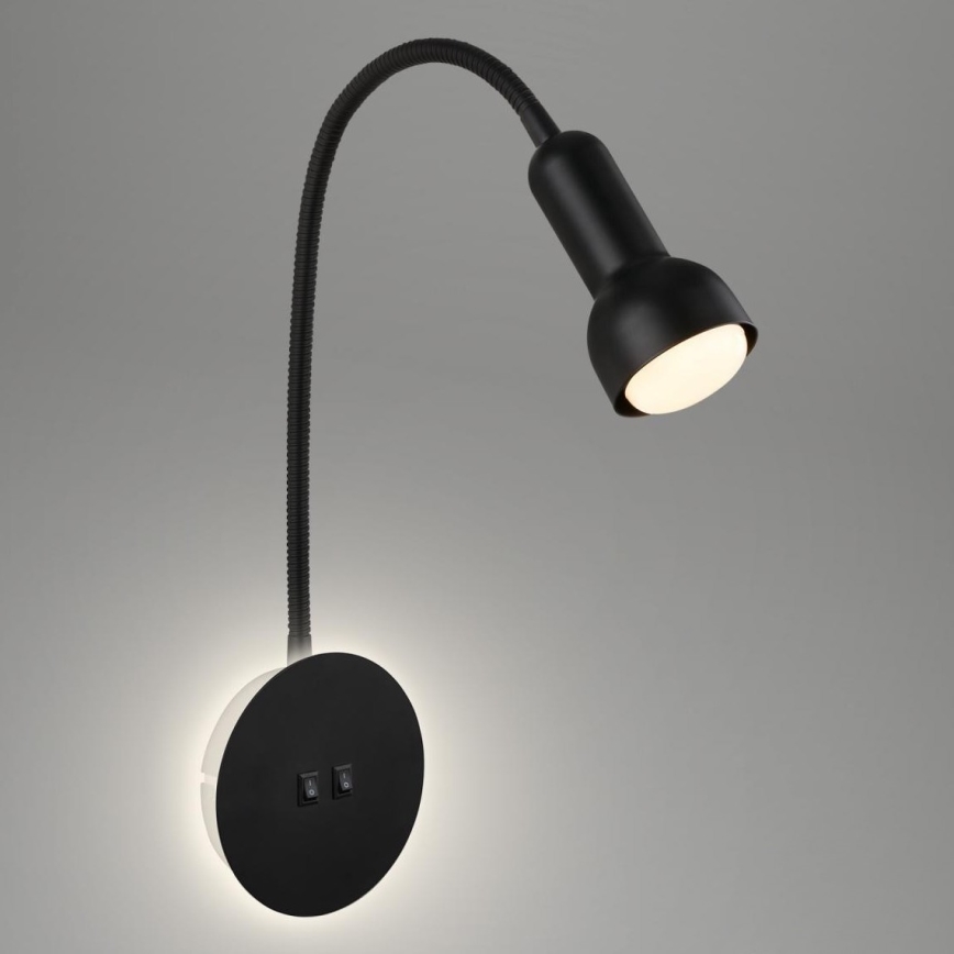 Briloner 2178015 - LED Hämardatav paindlik seinalamp 1xE14/10W/230V + LED/3W must