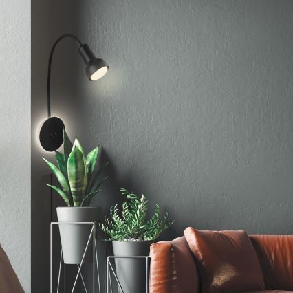 Briloner 2178015 - LED Hämardatav paindlik seinalamp 1xE14/10W/230V + LED/3W must