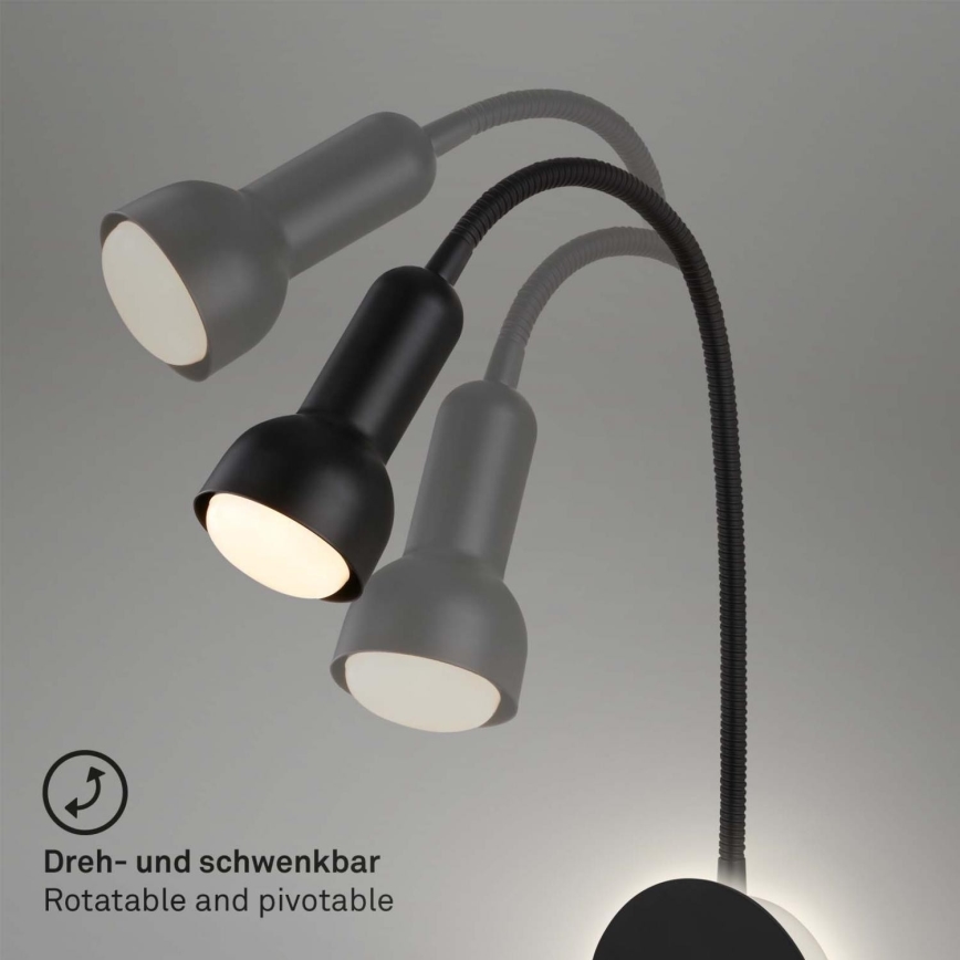 Briloner 2178015 - LED Hämardatav paindlik seinalamp 1xE14/10W/230V + LED/3W must