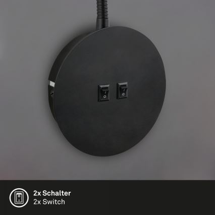 Briloner 2178015 - LED Hämardatav paindlik seinalamp 1xE14/10W/230V + LED/3W must