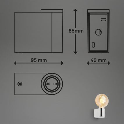 Briloner 2182-018 - Vannitoa seinavalgusti DONGA 1xE27/10W/230V IP44 läikiv kroom