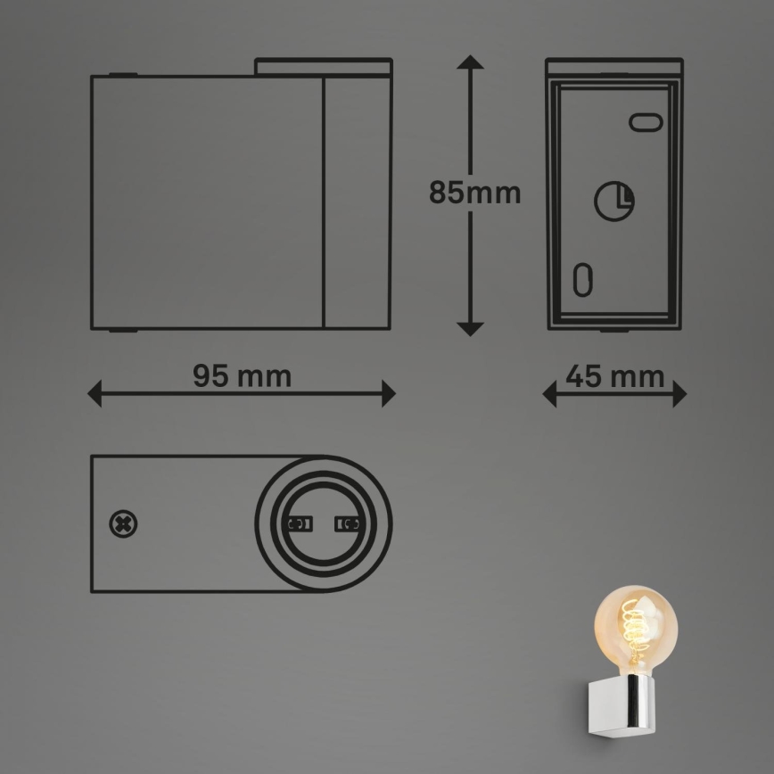 Briloner 2182-018 - Vannitoa seinavalgusti DONGA 1xE27/10W/230V IP44 läikiv kroom