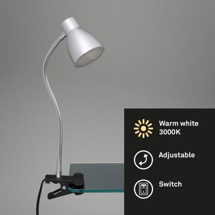 Briloner 2615-014P - LED Lamp klambriga GRIP LED/2,5W/230V hõbedane