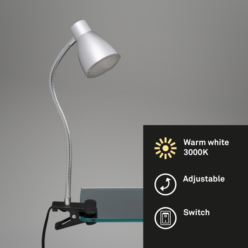 Briloner 2615-014P - LED Lamp klambriga GRIP LED/2,5W/230V hõbedane
