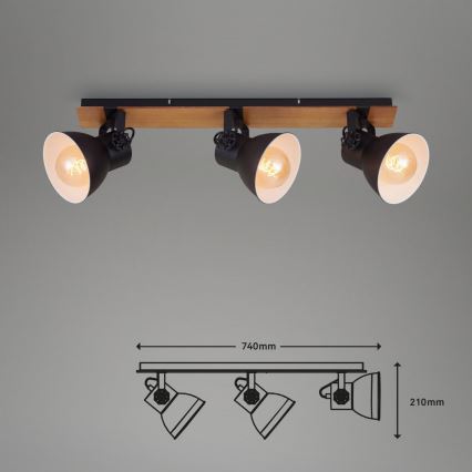 Briloner 2742-035 - Kohtvalgusti SPOTLIGHT 3xE27/40W/230V must/pruun