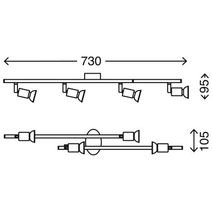 Briloner 2767-042 - LED Kohtvalgusti SIMPLE 4xGU10/3W/230V