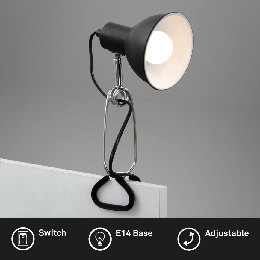 Briloner 2790-015 - klambriga lamp FIX 1xE14/8W/230V must/läikiv kroom