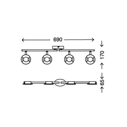 Briloner 2798-042 - LED Kohtvalgusti STONE 4xLED/4,5W/230V