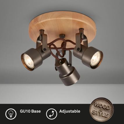 Briloner 2872-035 - LED Kohtvalgusti SPOTLIGHT 3xGU10/5W/230V pruun