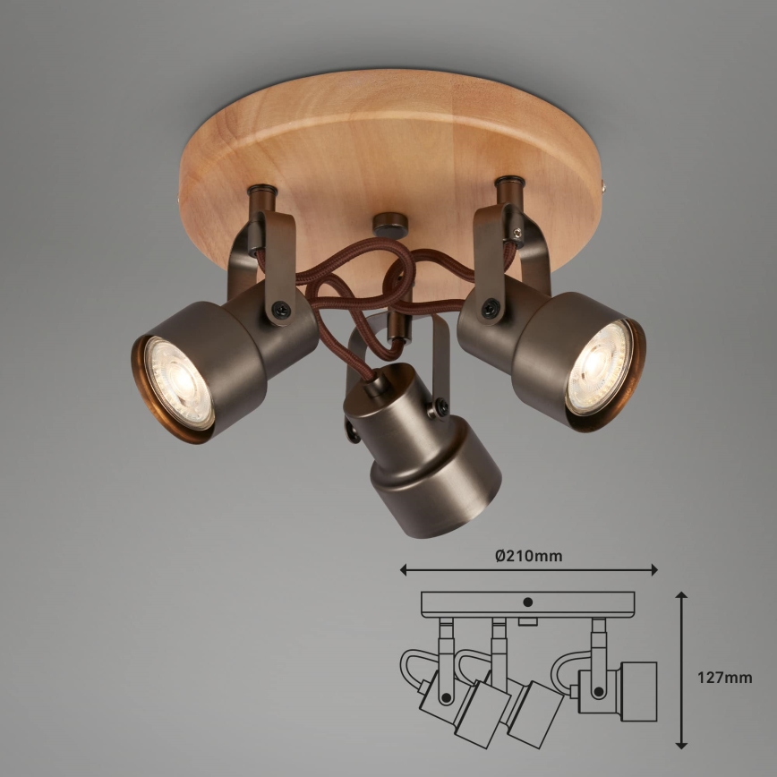 Briloner 2872-035 - LED Kohtvalgusti SPOTLIGHT 3xGU10/5W/230V pruun