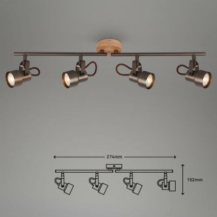 Briloner 2872-045 - LED Kohtvalgusti TAHUN 4xGU10/5W/230V 3000K pruun