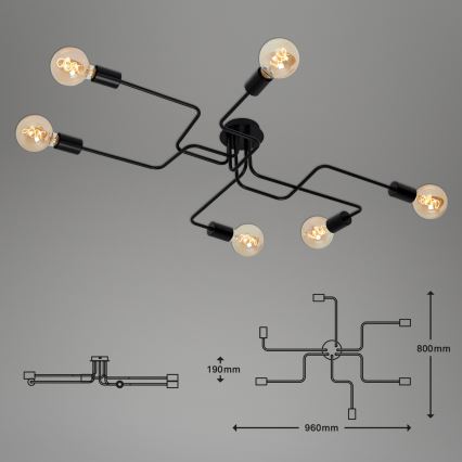 Briloner 2887-065 - Pinnale kinnitatav lühter FARETTO 6xE27/60W/230V