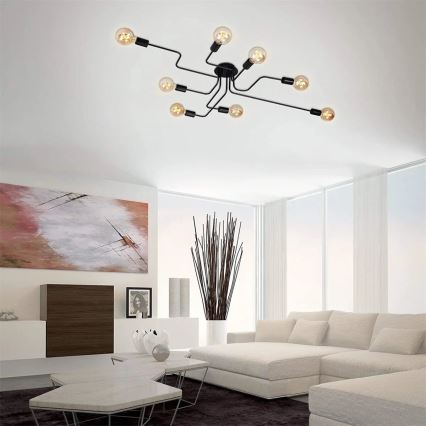 Briloner 2888-085 - Pinnale kinnitatav lühter FARETTO 8xE27/60W/230V must